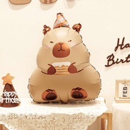 27 inches Cute Cake Hat Docile Capybara birthday party decorations aluminum foil balloon