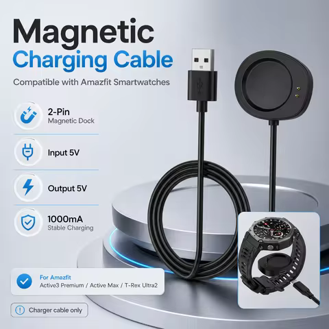 Charger for Amazfit Active3 Premium, Active Max , T-Rex Ultra2 Smart Watch Charging Cradle Dock Stan
