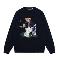 S6ZK R-L 1 Heavy Industry Bear Golf Car Classic Basic Couple Knitwear Round Neck Sweater New Style