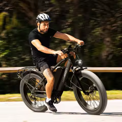 Jasion Electric Bike for Adults 26", E-Mountain Bicycle, Fat Tire Ebike, 48V 15Ah Removable Battery,