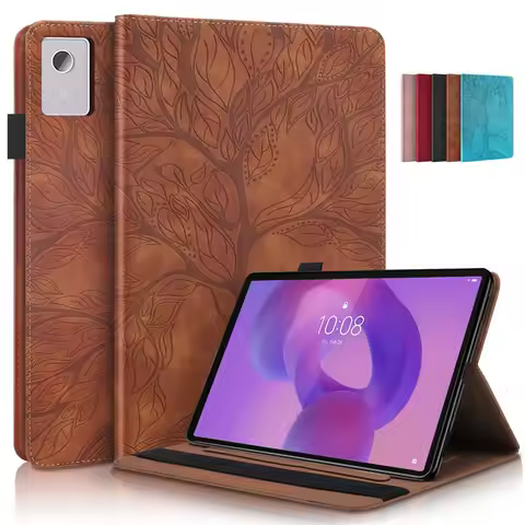 Funda For Lenovo Idea Tab Plus 12.1 Case tb361fu Emboss Tree PU Leather Wallet Flip Cover For Xiaoxi