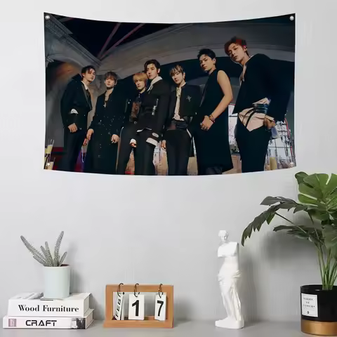 1PC KPOP E-ENHYPEN Flag Flags And Banners Four Hole Flag Polyester Outdoor Decor Room Aesthetic