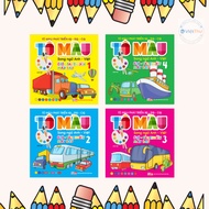 Combo Book of 4 Coloring Books to Develop IQ-EQ - CQ Cars - Boats - Planes - Bilingual English - Vie