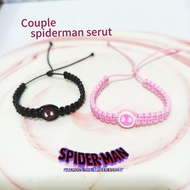 Spiderman couple bracelet with drawstring, Spiderman woven bracelet with drawstring