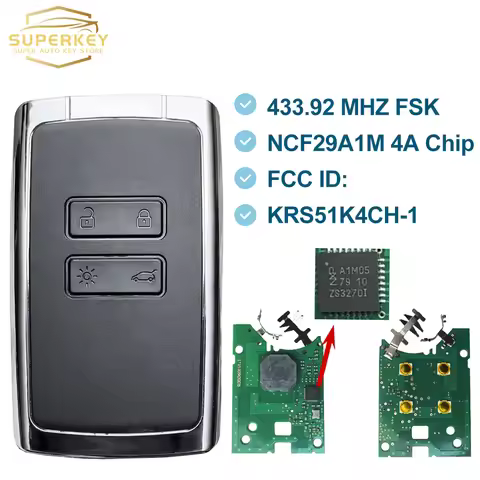 SUPERKEY KR5IK4CH-01 Keyless Smart Key 434Mhz NCF29A1M 4A Chip 2016 2017 2018 2019 For Renault Megan