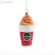 MAYWI Christmas Tree Pendant, Manual Painted Red&white Xmas Tree Hanging Bauble, Elk Plastic Santa C
