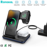 3 in 1 Multifunctional Wireless Charger Stand For iPhone 14 13 Pro Max Airpods AppleWatch Charger Dock 15W Fast Charging Station