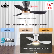 Deka CONCEPT MINI LED Deka LED Fan 34 inch 3 Blades DC Motor Ceiling Fan with Remote Control ((3 Color LED Light))