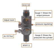 ICUI HPA 300BAR 4500PSI Gas Cylinder Refill Air Tank Adapter Pressure Relief Regulator Valve Output 