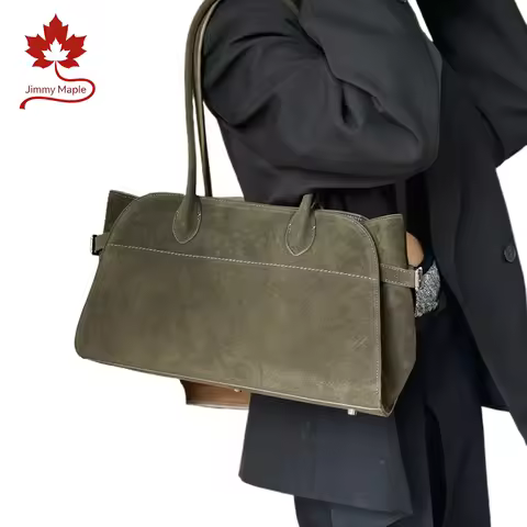 Luxury Euro-American Style Large Commuter Top-handle Tote Designer Green Matte Suede Leather Female 