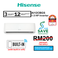 (SEDA) Hisense 1.5HP (CBGS) Air Cond AI12CBGS Inverter Air Conditioner R32 Aircond Penghawa Dingin (