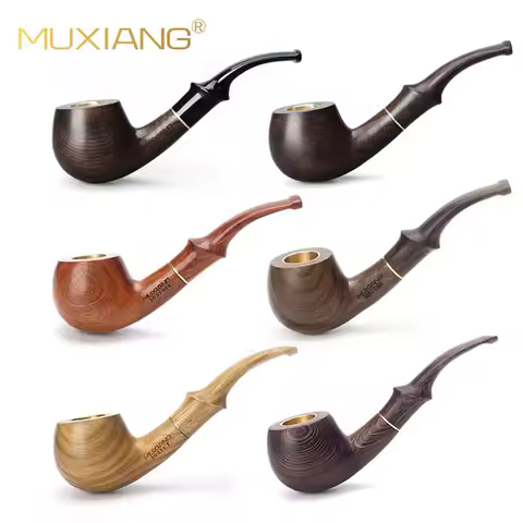 MUXIANG Wooden Smoking Pipes Ebony/Sandalwood Tobacco Pipe Cigarettes Cigar Pipes Accessories For Bo
