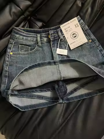 Women's Blue A-line Denim Skirt Y2k Jean Shorts Skirts Harajuku 90s Vintage Mini Cowboy Skirt 2000s 