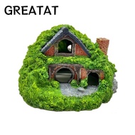 GREATAT Aquarium Decoration, Resin Simulation Hobbit House, Simulation Thatched House Betta Hideout 