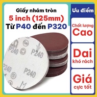 Coarse smooth round sandpaper, wood sanding, adhesive armor paper (125mm)-5 inches, enough numbers f
