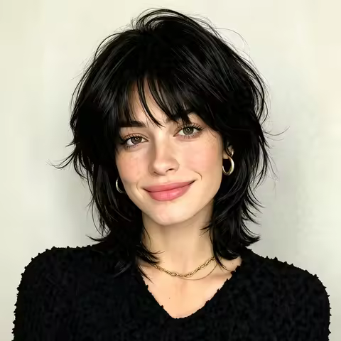 Unisex Short Wolf Cut Mullet Wig with Bangs Synthetic Straight Pixie Cut Wig Layered Wolf Tail Wig f