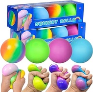 Color Changing Stress Balls for Kids - 4 Pack Squishy Stress Balls Fidget Toys Needohball Stress Balls Bulk Mini Rainbow nee doh Stress Ball Pack Sensory Stress and Anxiety Relief Squeeze Toys