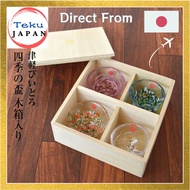 (ADERIA) Tsugarubiidoro Four Seasons Sake Cup / Choko (sake cup) Gift in a special wooden box Made i