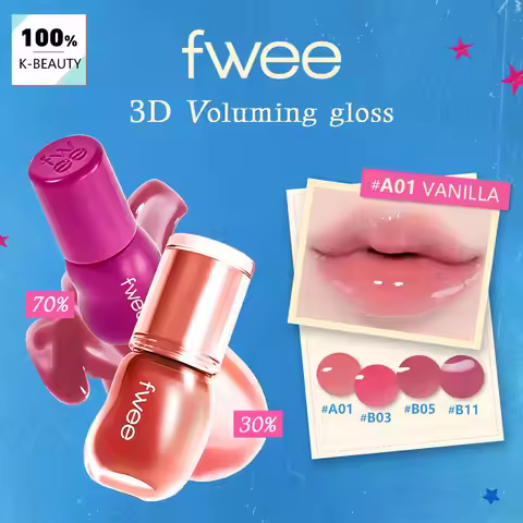 FWEE 3D VOLUMING GLOSS,Lightweight Texture,Crystal Clear&Hydrating,Non-Sticky&Clear,Glossy Film,Kore