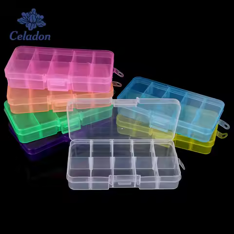 10 Grid Adjustable Transparent Jewelry Storage Box Ring Earring Beads Case Plastic Portable Organize