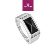 HABIB Onyx and Diamond Ring in 925 Silver Palladium 273900725(PLD)