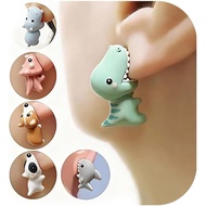Cute Animal Bite Earrings Fun Unique Earrings for Women Whimsical Jewelry 3D Clay Dinosaur Cartoon F
