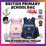 CBS British Style Trolley School Bag Primary School Bag Rolling Backpack Beg Sekolah Roda Beg Sekola