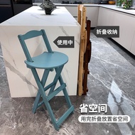 ST-🚤Foldable Bar Chair Home Folding High-Leg Stool Heightened Stool Living Room Back Chair Bamboo Portable Chair PIS0