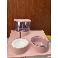 Food/Drinking Bowl Combo for dogs and cats - 2-compartment bowl with bottle with water filter for Pe