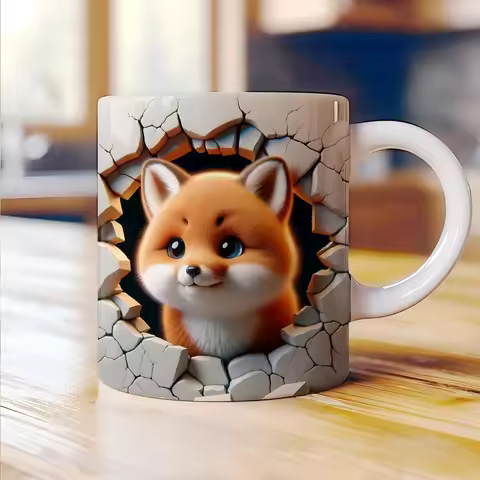 Cute fat fox Coffee Mug 11oz Ceramic Creative animal Coffee Mug kids birthday gift mug