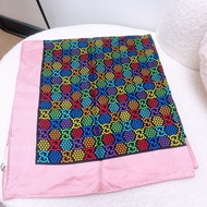 閒置 Gucci 粉色拼彩色老花披肩/絲巾90cm
