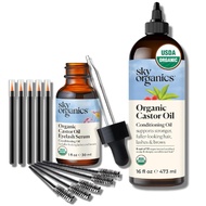 Sky Organics Castor Oil | Eyelash & Brow Serum USDA Organic Cold-Pressed Hexane-Free Moisturizing & 