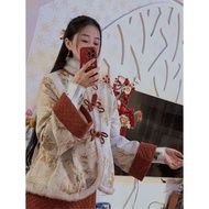 Red Young Style Improved Cheongsam Two-Piece Set Thickened Cotton Autumn Winter New Arrival Breathab