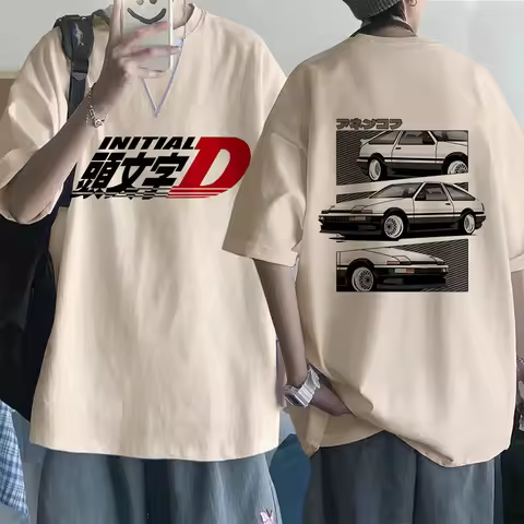 Japanese Anime Initial D EU Size T-Shirt Redsuns Cartoon Gothic Tops AE86 Funny Harajuku Manga Tshir