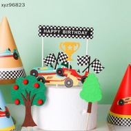 [XYZ] Racing Car Theme Happy Birthday Cake Topper Kids Shower Birthday Party Decor MY