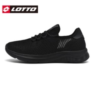รองเท้าวิ่งชาย Lotto ระบายอากาศได้ดี ตาข่ายใหญ่ รองเท้าวิ่งฤดูร้อน 2025 สีดำ รองเท้าวิ่งแบบสวม รองเท