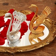 CEASI Swan Base Stand Spoons, Creative Stirring Mixing Swan Spoons, with 6 Spoons Table Decoration E