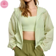 OzalCtree เสื้อกันลมมีฮู้ด Training Gymเสื้อกันลมชุดกันแดดกลางแจ้งเสื้อเสื้อแขนยาวโยคะวิ่ง