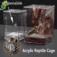 DUCKIHOGAN 1Pcs Reptile Feeding Box, Acrylic Breathable Ecological Desert Landscaping Box, High Tran