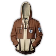 Attack on Titan 3D Printed Hoodie Cosplay Sweatshirt Casual Zip Up Jacket Coat