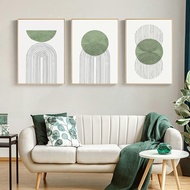 Abstract Green Lines Canvas Print Poster Nordic Geometric Painting Wall Painting Boho Art Modern Living Room Studio Living Room Home Decor