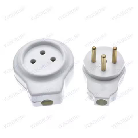 3-pin Israeli wiring plug white 16A250V standard Israeli assembly cylindrical male and female butt t