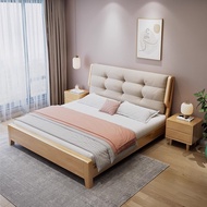 【SG Sellers】Fabric And Solid Wood Bed Frame Solid Wooden Bed Frame Bed Frame With Mattress Storage Bed Frame Single/Queen/King Bed Frame