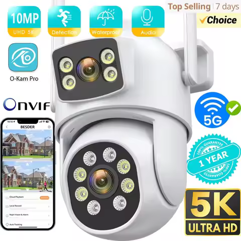 BESDER 10MP IP Camera Wifi Dual Lens Outdoor Auto Tracking Night Vision 5G HZ Wifi CCTV Surveillance