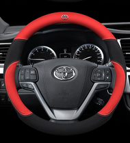 Toyota Car Steering Wheel Cover (Round Shape Red) Leather Suitable for All Toyota Cars Alphard Avanz