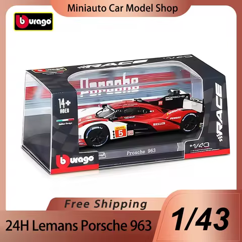 New Product 2024 24h Lemans Bburago 1:43 Porsche 963 Alloy Miniature Diecast Model Porsche 911 Gt3 R