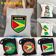 Peta Guyana Jantung Bendera Guyana Lambang Hadiah Patriotik Lambang Bulat Kanvas Beg Tote Bahu Haraj
