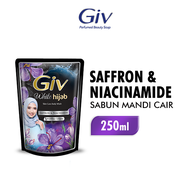 Giv White Hijab Sabun Mandi Cair Saffron & Niacinamide Pouch 250ml