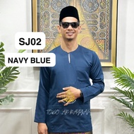 BAJU MELAYU JOHOR PLUS SIZE NAVY BLUE (BAJU SAHAJA) BAJU MELAYU LEHER BULAT BAJU MELAYU TELUK BELANG