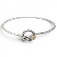 成色極佳 ▲ TIFFANY&Co. Tiffany Love Knot 925/750 組合鉤扣手鐲，銀金材質，重7.0克，女士款